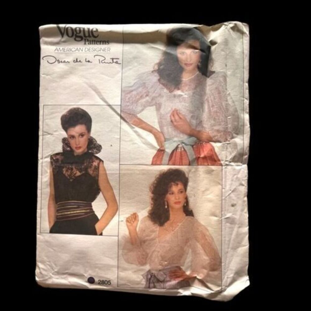 UNCUT Vogue American Designer 2805 1981 Oscar de la Renta Blouse Camisole SZ 12